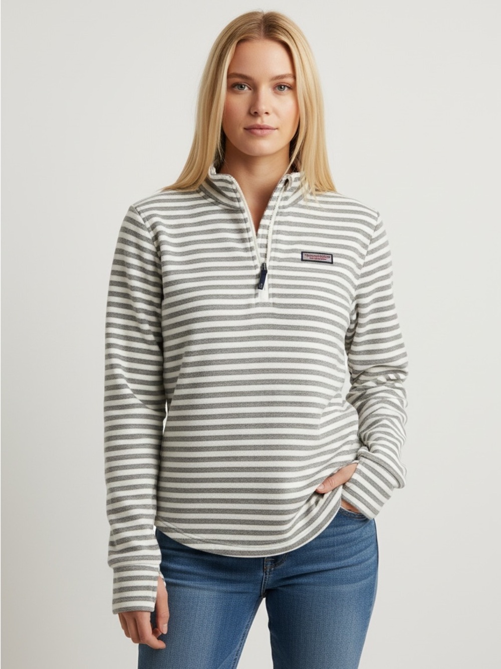 Vineyard Vines Striped Sankaty Shep Shirt Half-Zip Pullover - Size M